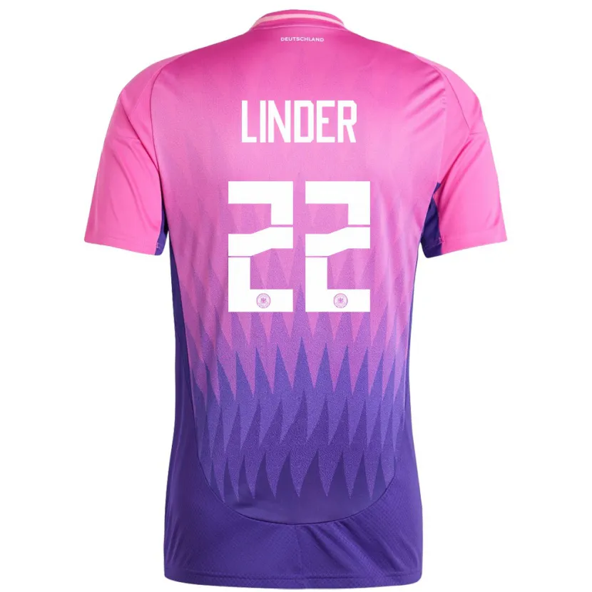 Danxen Kvinnor Tyskland Sarai Linder #22 Rosa Lila Bortatröja Matchtröjor 24-26 Tröjor T-Tröja