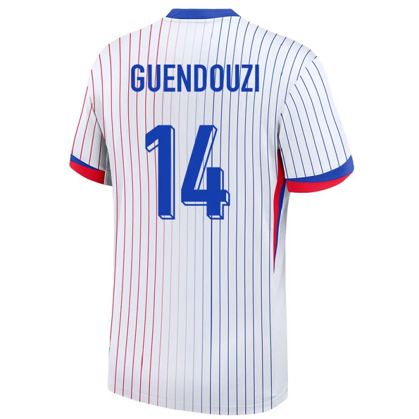 Danxen Kvinnor Frankrike Matteo Guendouzi #14 Vit Bortatröja Matchtröjor 24-26 Tröjor T-Tröja