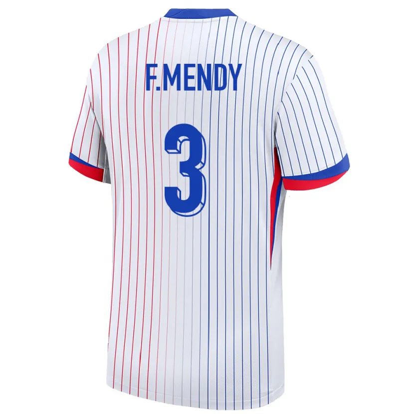 Danxen Kvinnor Frankrike Ferland Mendy #3 Vit Bortatröja Matchtröjor 24-26 Tröjor T-Tröja