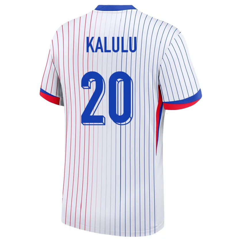 Danxen Kvinnor Frankrike Pierre Kalulu #20 Vit Bortatröja Matchtröjor 24-26 Tröjor T-Tröja