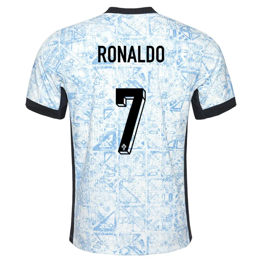 Danxen Kvinnor Portugal Cristiano Ronaldo #7 Gräddblå Bortatröja Matchtröjor 24-26 Tröjor T-Tröja