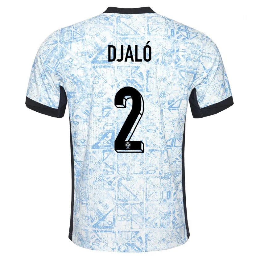 Danxen Kvinnor Portugal Tiago Djalo #2 Gräddblå Bortatröja Matchtröjor 24-26 Tröjor T-Tröja