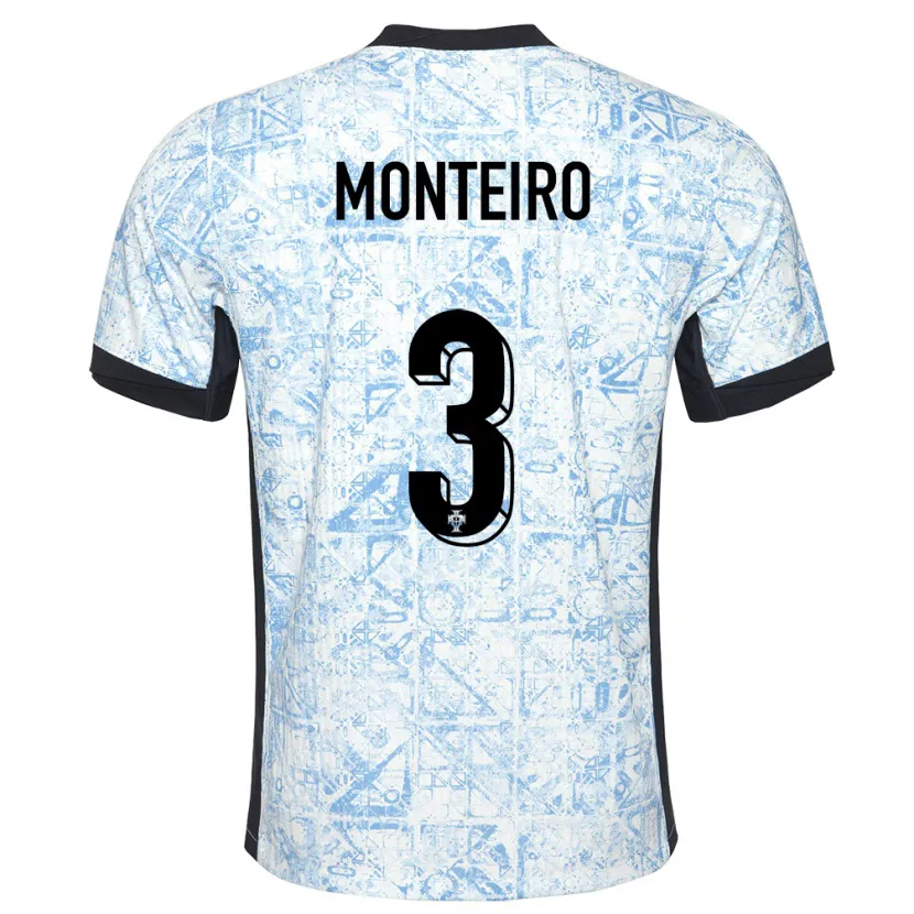 Danxen Kvinnor Portugal Diogo Monteiro #3 Gräddblå Bortatröja Matchtröjor 24-26 Tröjor T-Tröja