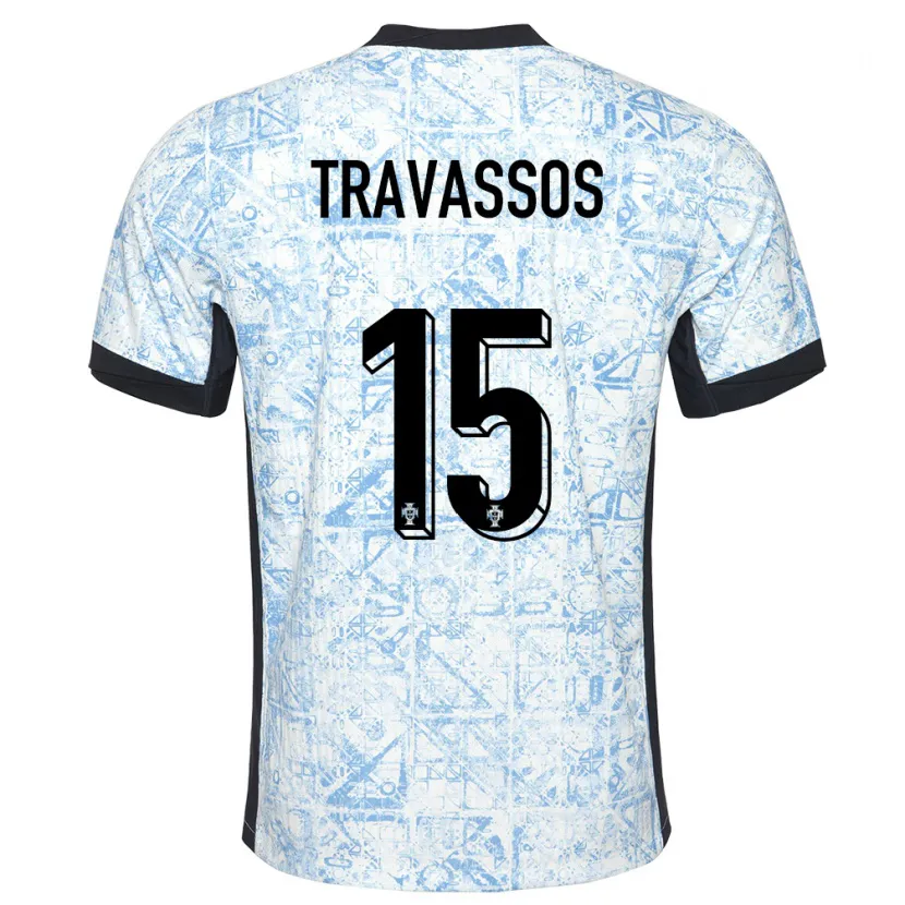 Danxen Kvinnor Portugal Diogo Travassos #15 Gräddblå Bortatröja Matchtröjor 24-26 Tröjor T-Tröja