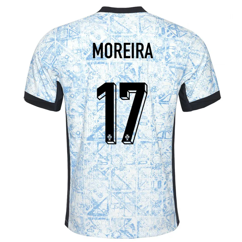 Danxen Kvinnor Portugal Afonso Moreira #17 Gräddblå Bortatröja Matchtröjor 24-26 Tröjor T-Tröja