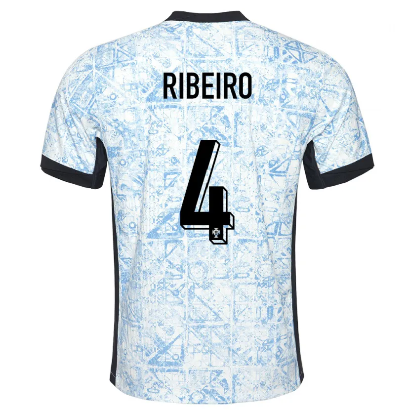 Danxen Kvinnor Portugal Ricardo Ribeiro #4 Gräddblå Bortatröja Matchtröjor 24-26 Tröjor T-Tröja
