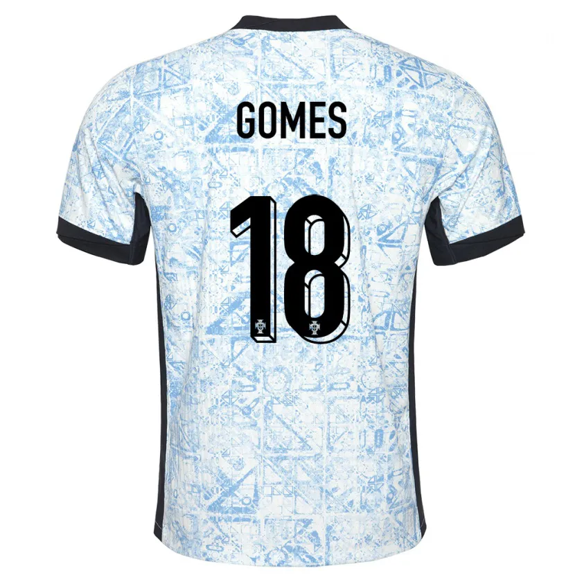 Danxen Kvinnor Portugal Andre Gomes #18 Gräddblå Bortatröja Matchtröjor 24-26 Tröjor T-Tröja