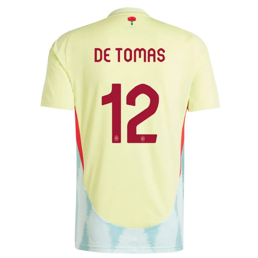 Danxen Kvinnor Spanien Raul De Tomas #12 Gul Bortatröja Matchtröjor 24-26 Tröjor T-Tröja