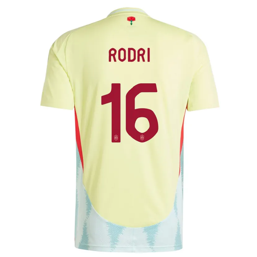 Danxen Kvinnor Spanien Rodri #16 Gul Bortatröja Matchtröjor 24-26 Tröjor T-Tröja