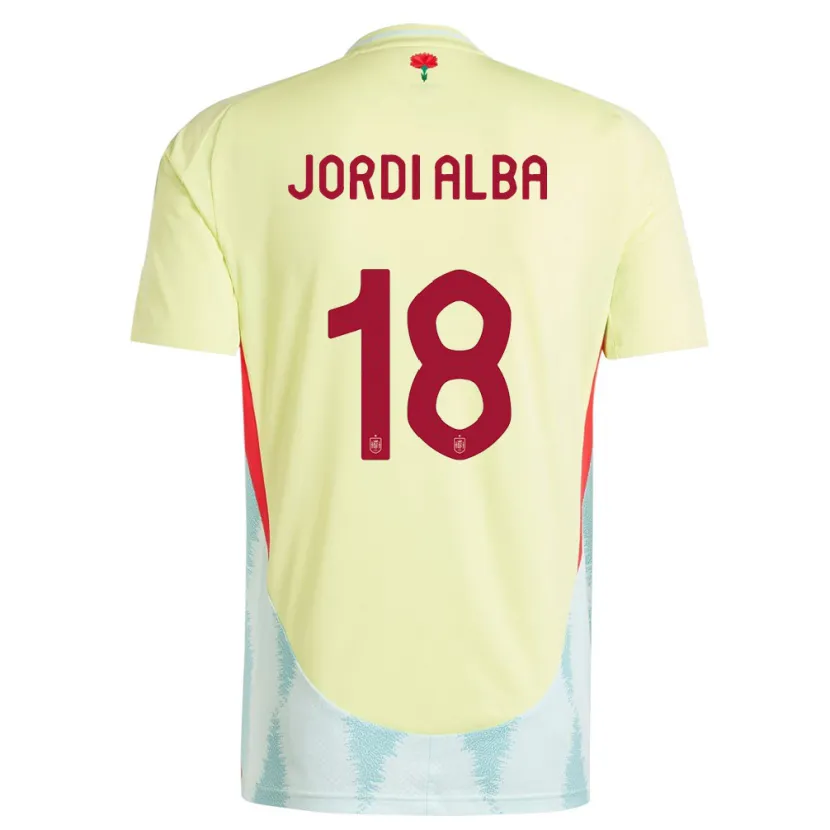 Danxen Kvinnor Spanien Jordi Alba #18 Gul Bortatröja Matchtröjor 24-26 Tröjor T-Tröja