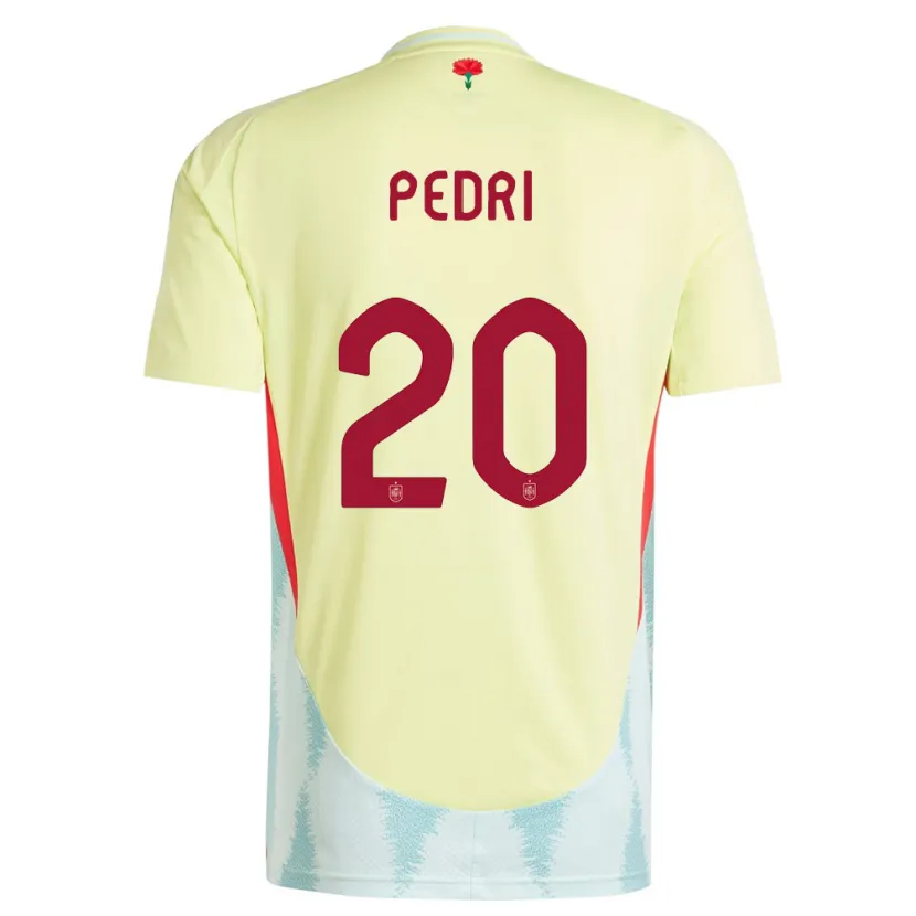 Danxen Kvinnor Spanien Pedri #20 Gul Bortatröja Matchtröjor 24-26 Tröjor T-Tröja