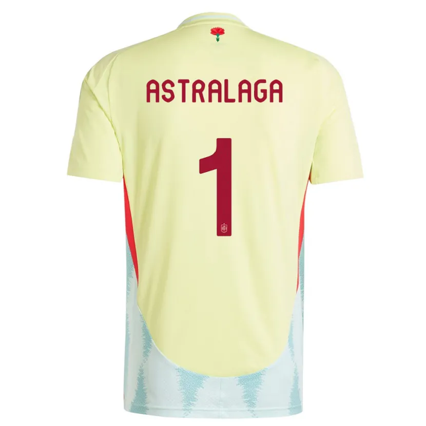 Danxen Kvinnor Spanien Ander Astralaga #1 Gul Bortatröja Matchtröjor 24-26 Tröjor T-Tröja