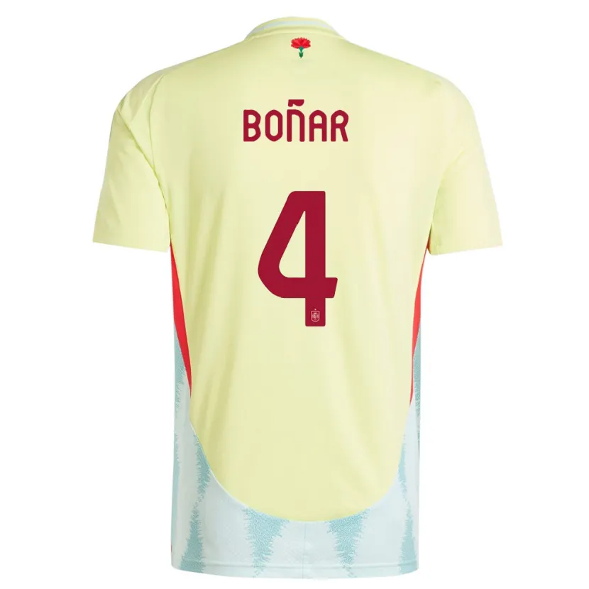 Danxen Kvinnor Spanien Javier Bonar #4 Gul Bortatröja Matchtröjor 24-26 Tröjor T-Tröja