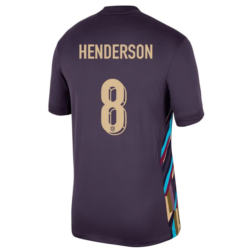 Danxen Kvinnor England Jordan Henderson #8 Mörkt Russin Bortatröja Matchtröjor 24-26 Tröjor T-Tröja