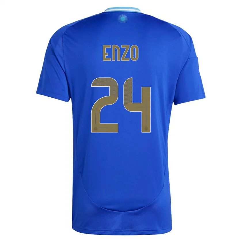 Danxen Kvinnor Argentina Enzo Fernandez #24 Blå Bortatröja Matchtröjor 24-26 Tröjor T-Tröja