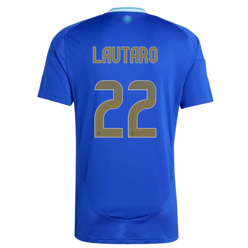 Danxen Kvinnor Argentina Lautaro Martinez #22 Blå Bortatröja Matchtröjor 24-26 Tröjor T-Tröja