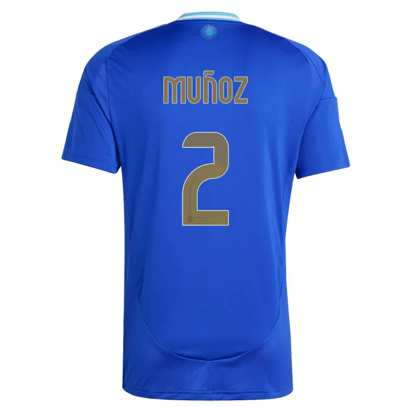Danxen Kvinnor Argentina Luana Munoz #2 Blå Bortatröja Matchtröjor 24-26 Tröjor T-Tröja
