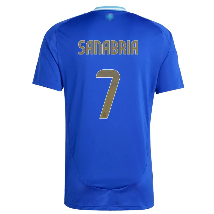 Danxen Kvinnor Argentina Mateo Sanabria #7 Blå Bortatröja Matchtröjor 24-26 Tröjor T-Tröja