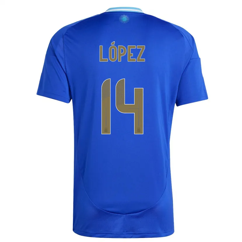 Danxen Kvinnor Argentina Lautaro Lopez #14 Blå Bortatröja Matchtröjor 24-26 Tröjor T-Tröja