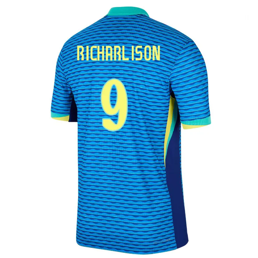Danxen Kvinnor Brasilien Richarlison #9 Blå Bortatröja Matchtröjor 24-26 Tröjor T-Tröja