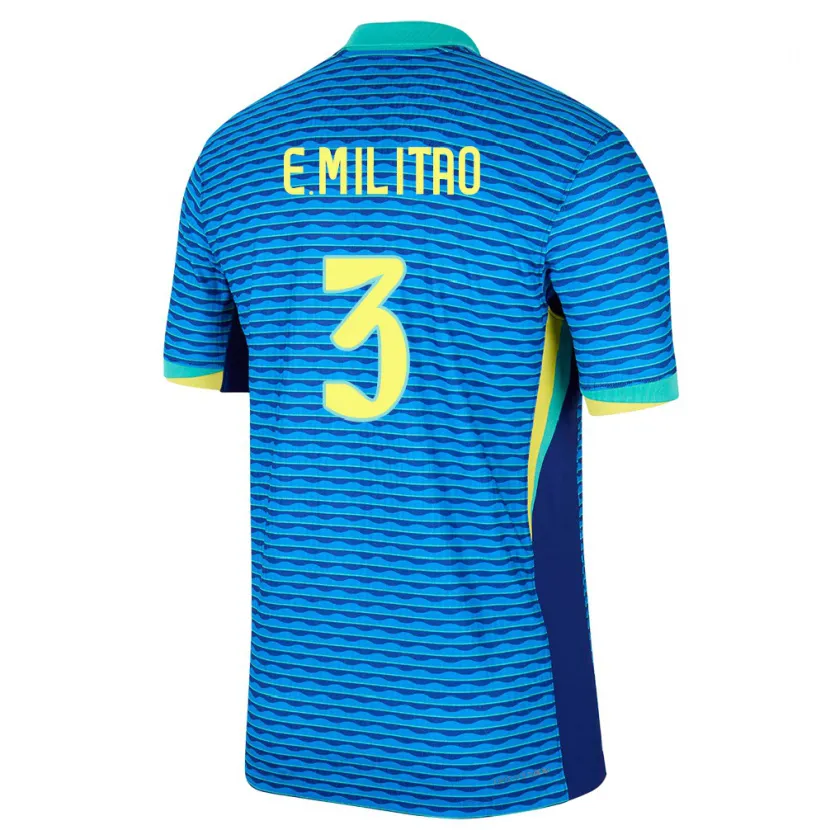 Danxen Kvinnor Brasilien Eder Militao #3 Blå Bortatröja Matchtröjor 24-26 Tröjor T-Tröja