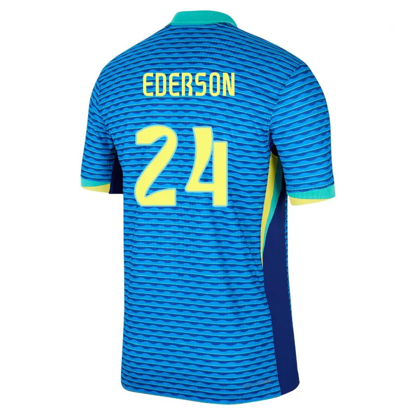 Danxen Kvinnor Brasilien Ederson #24 Blå Bortatröja Matchtröjor 24-26 Tröjor T-Tröja