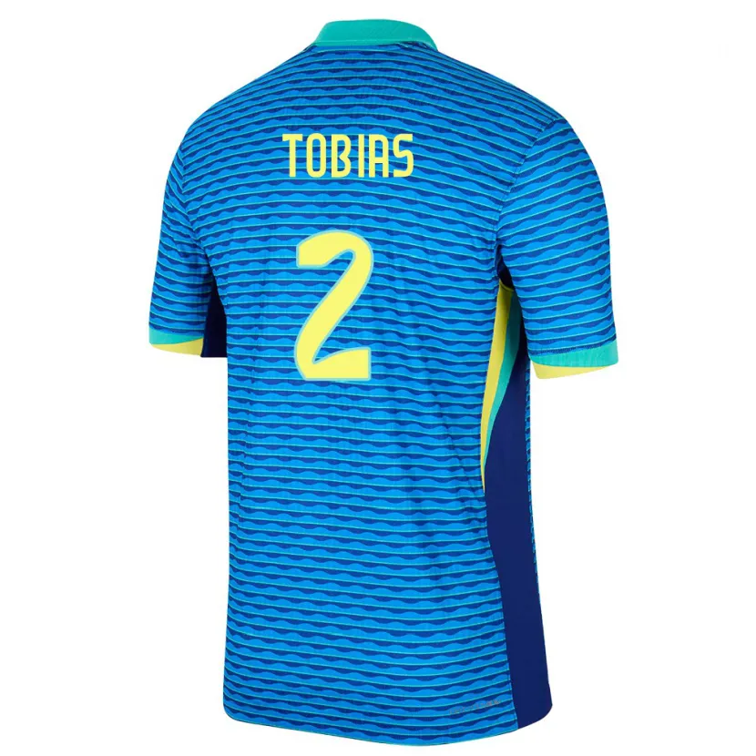 Danxen Kvinnor Brasilien Vinicius Tobias #2 Blå Bortatröja Matchtröjor 24-26 Tröjor T-Tröja