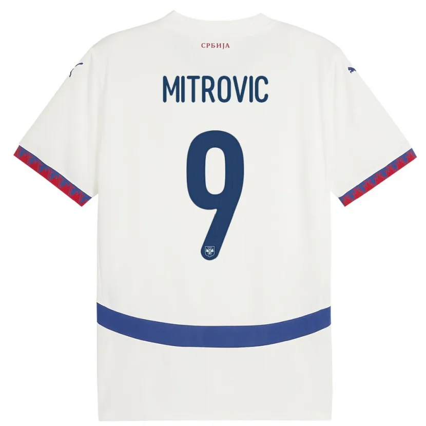 Danxen Kvinnor Serbien Aleksandar Mitrovic #9 Vit Bortatröja Matchtröjor 24-26 Tröjor T-Tröja