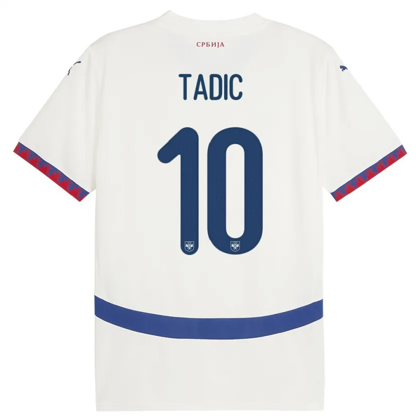 Danxen Kvinnor Serbien Dusan Tadic #10 Vit Bortatröja Matchtröjor 24-26 Tröjor T-Tröja