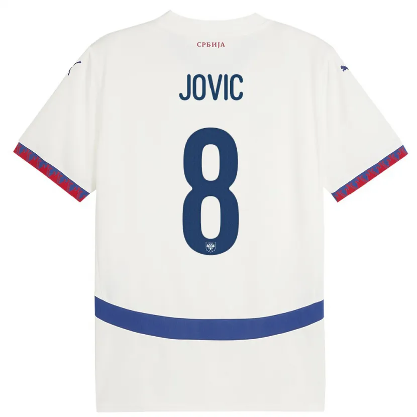 Danxen Kvinnor Serbien Luka Jovic #8 Vit Bortatröja Matchtröjor 24-26 Tröjor T-Tröja