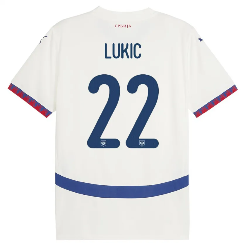 Danxen Kvinnor Serbien Sasa Lukic #22 Vit Bortatröja Matchtröjor 24-26 Tröjor T-Tröja
