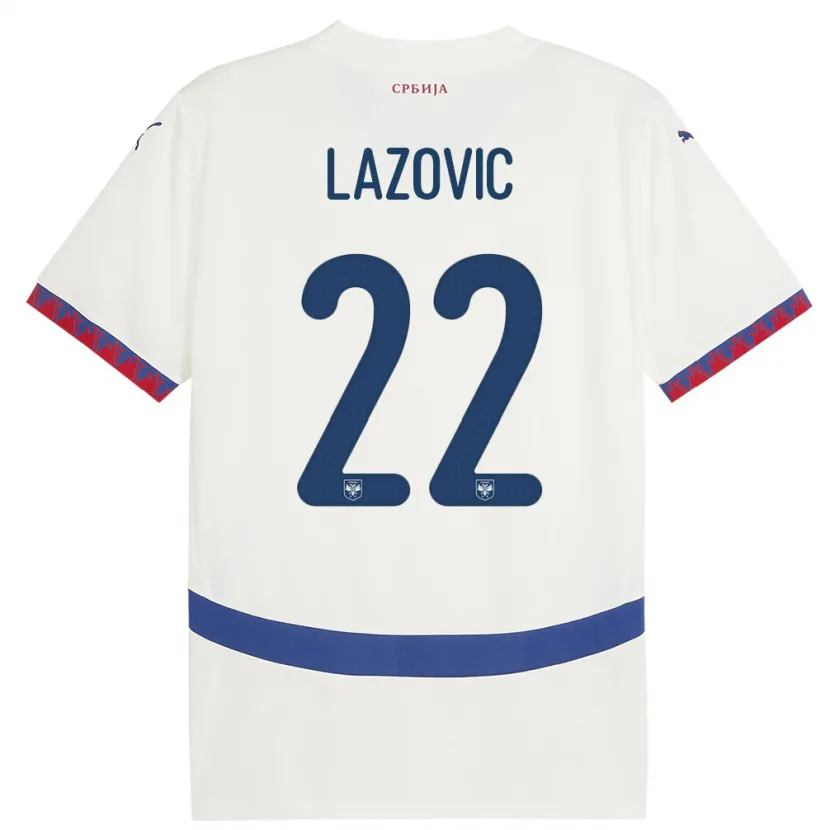 Danxen Kvinnor Serbien Darko Lazovic #22 Vit Bortatröja Matchtröjor 24-26 Tröjor T-Tröja