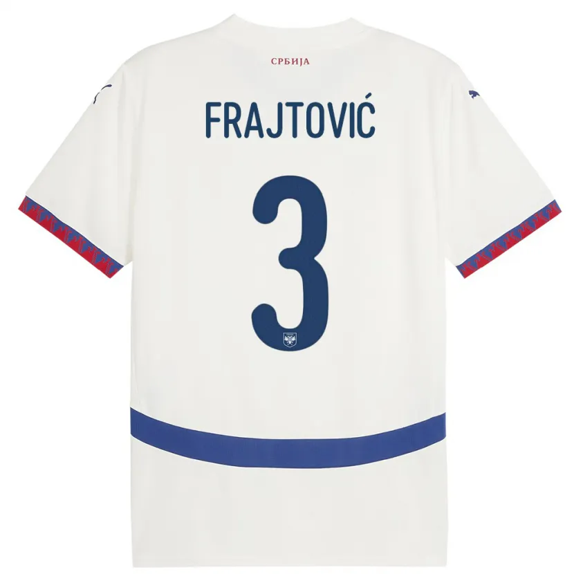 Danxen Kvinnor Serbien Andela Frajtovic #3 Vit Bortatröja Matchtröjor 24-26 Tröjor T-Tröja