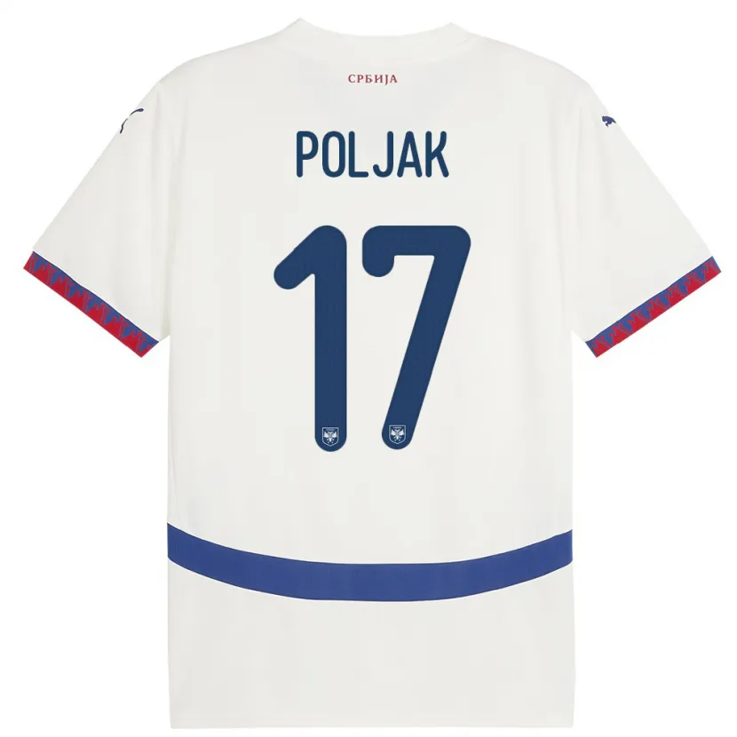 Danxen Kvinnor Serbien Allegra Poljak #17 Vit Bortatröja Matchtröjor 24-26 Tröjor T-Tröja