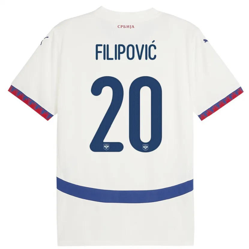 Danxen Kvinnor Serbien Tijana Filipovic #20 Vit Bortatröja Matchtröjor 24-26 Tröjor T-Tröja
