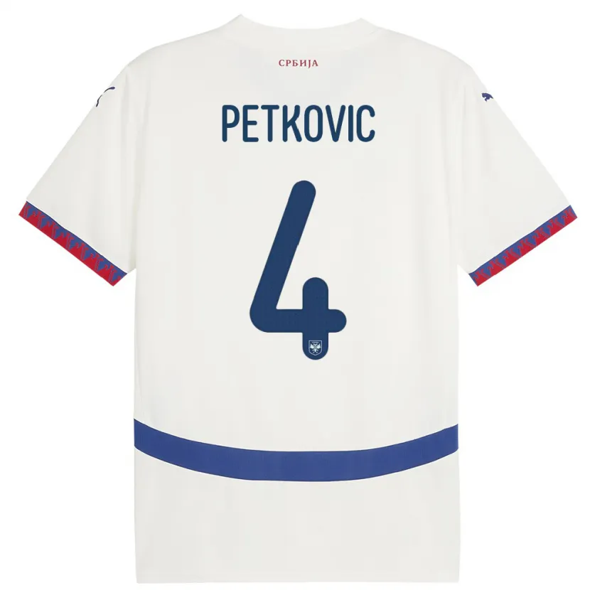 Danxen Kvinnor Serbien Nikola Petkovic #4 Vit Bortatröja Matchtröjor 24-26 Tröjor T-Tröja