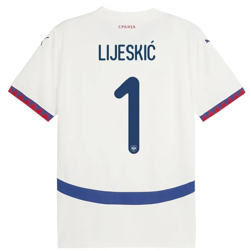 Danxen Kvinnor Serbien Luka Lijeskic #1 Vit Bortatröja Matchtröjor 24-26 Tröjor T-Tröja