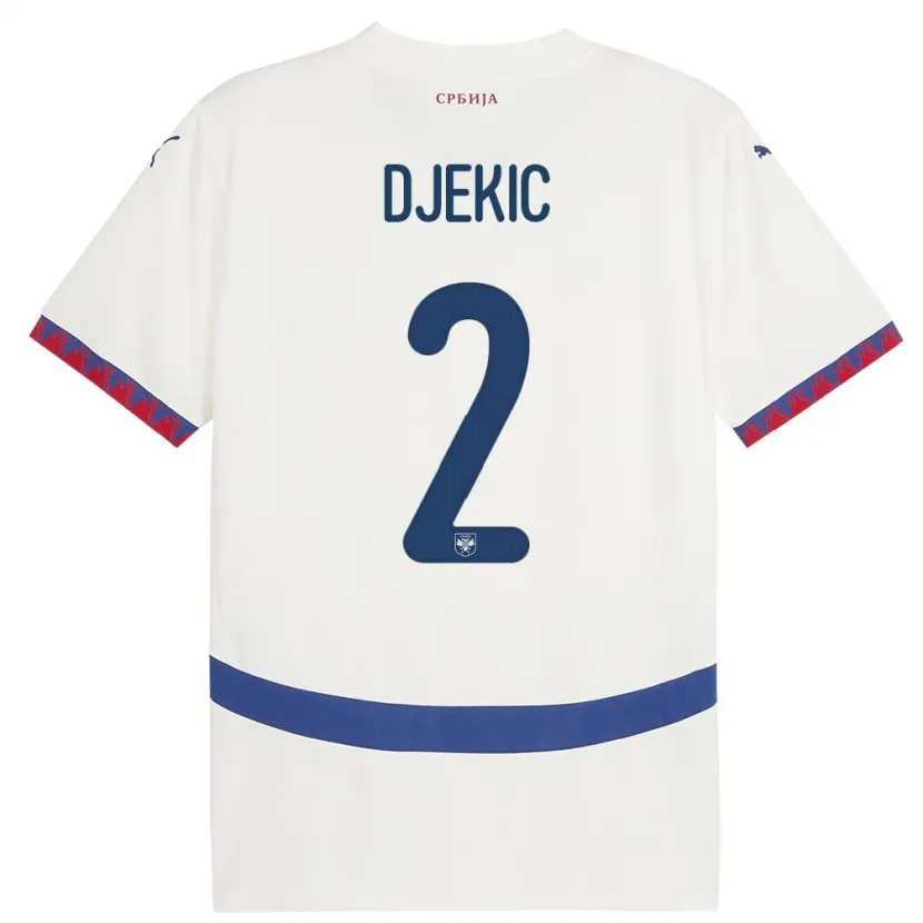 Danxen Kvinnor Serbien Djuro Giulio Djekic #2 Vit Bortatröja Matchtröjor 24-26 Tröjor T-Tröja