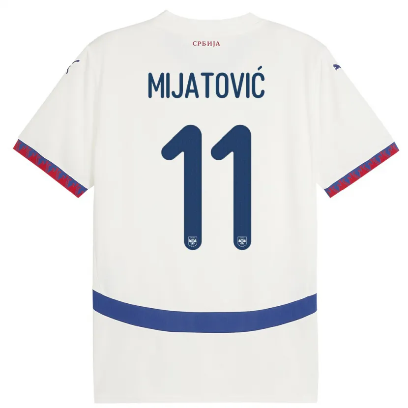 Danxen Kvinnor Serbien Jovan Mijatovic #11 Vit Bortatröja Matchtröjor 24-26 Tröjor T-Tröja