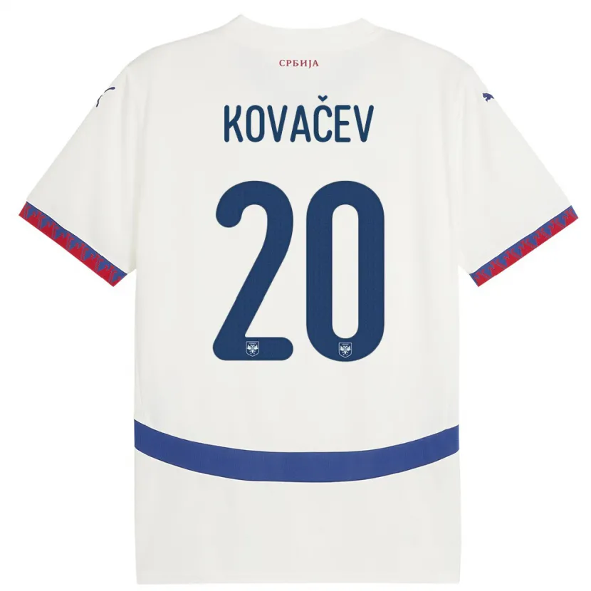 Danxen Kvinnor Serbien Milan Kovacev #20 Vit Bortatröja Matchtröjor 24-26 Tröjor T-Tröja