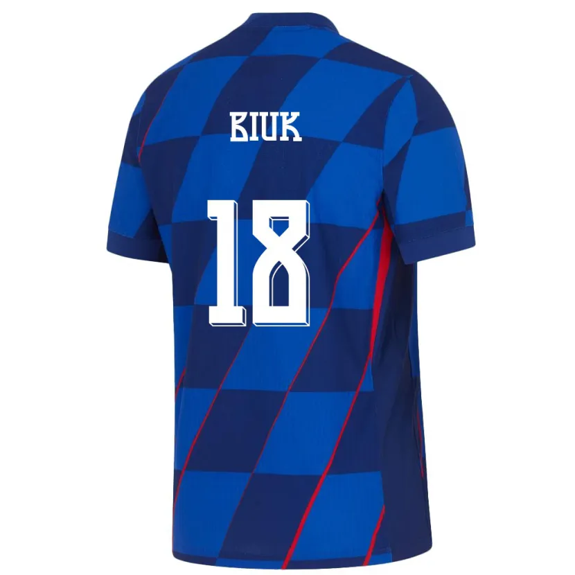 Danxen Kvinnor Kroatien Stipe Biuk #18 Blå Bortatröja Matchtröjor 24-26 Tröjor T-Tröja