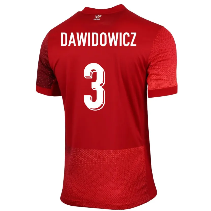 Danxen Kvinnor Polen Pawel Dawidowicz #3 Röd Bortatröja Matchtröjor 24-26 Tröjor T-Tröja