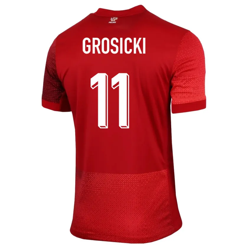 Danxen Kvinnor Polen Kamil Grosicki #11 Röd Bortatröja Matchtröjor 24-26 Tröjor T-Tröja
