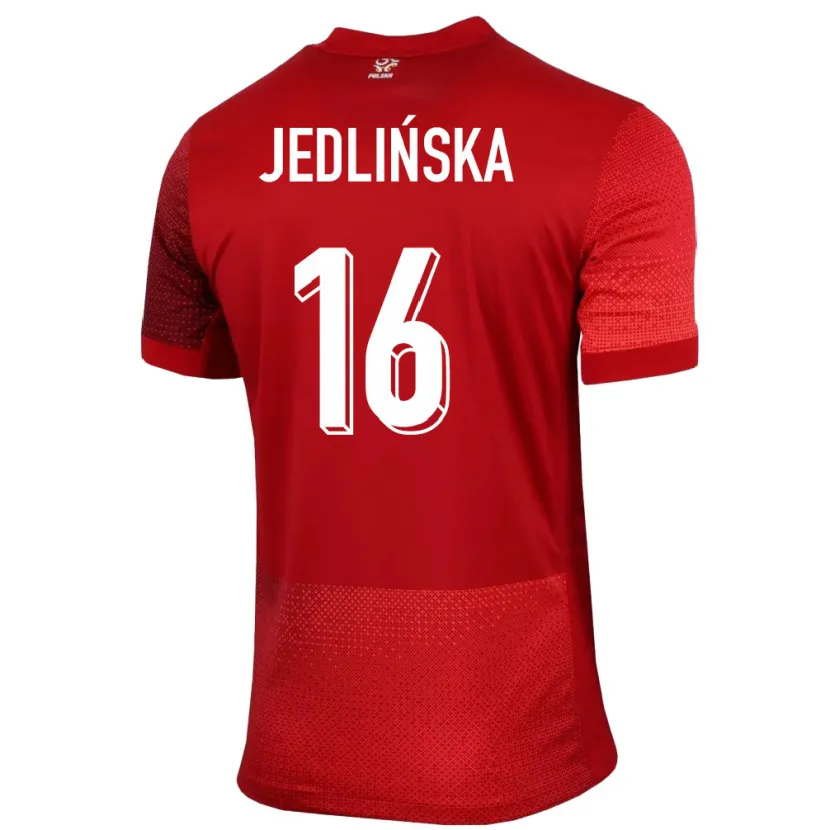 Danxen Kvinnor Polen Klaudia Jedlinska #16 Röd Bortatröja Matchtröjor 24-26 Tröjor T-Tröja