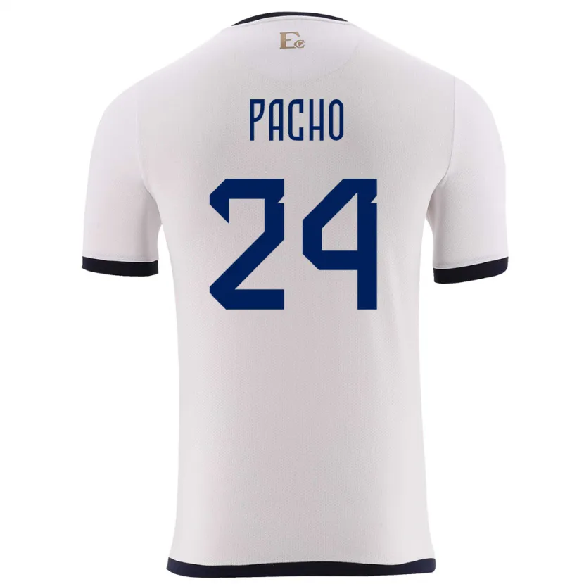 Danxen Kvinnor Ecuador William Pacho #24 Vit Bortatröja Matchtröjor 24-26 Tröjor T-Tröja