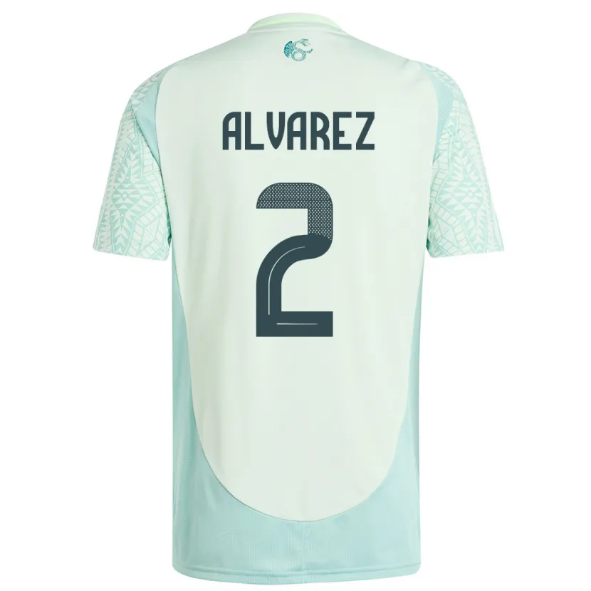 Danxen Kvinnor Mexiko Kevin Alvarez #2 Linne Grön Bortatröja Matchtröjor 24-26 Tröjor T-Tröja