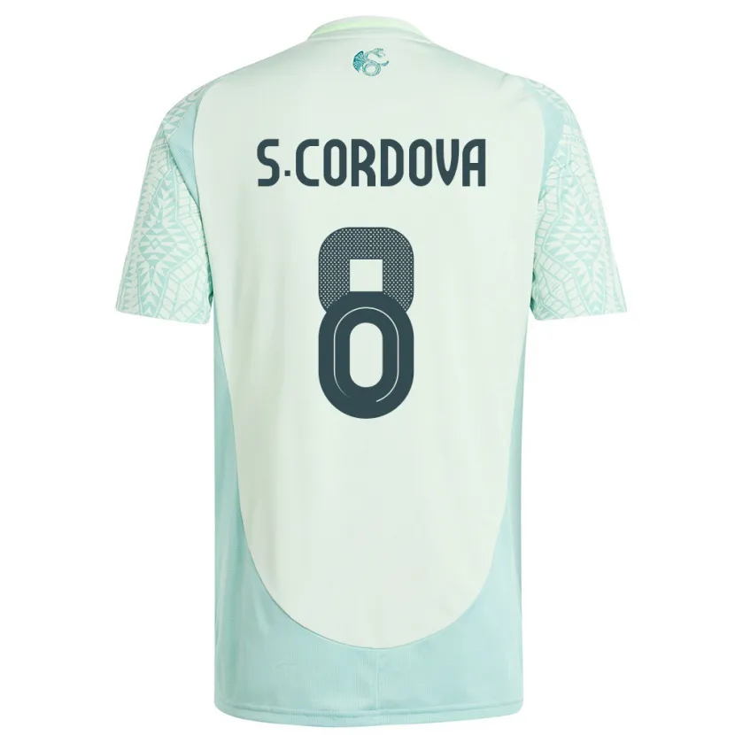 Danxen Kvinnor Mexiko Sebastian Cordova #8 Linne Grön Bortatröja Matchtröjor 24-26 Tröjor T-Tröja