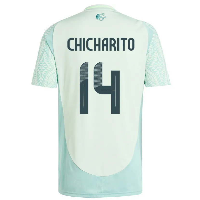 Danxen Kvinnor Mexiko Chicharito #14 Linne Grön Bortatröja Matchtröjor 24-26 Tröjor T-Tröja