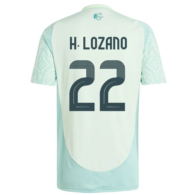 Danxen Kvinnor Mexiko Hirving Lozano #22 Linne Grön Bortatröja Matchtröjor 24-26 Tröjor T-Tröja