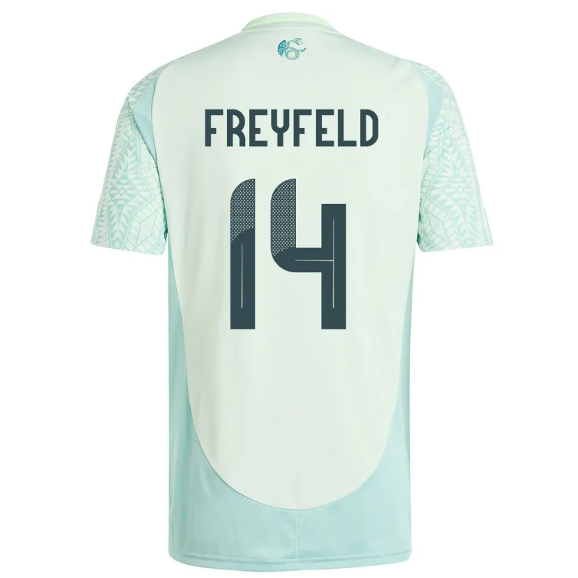 Danxen Kvinnor Mexiko Emiliano Freyfeld #14 Linne Grön Bortatröja Matchtröjor 24-26 Tröjor T-Tröja
